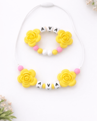 Yellow rose necklace set
